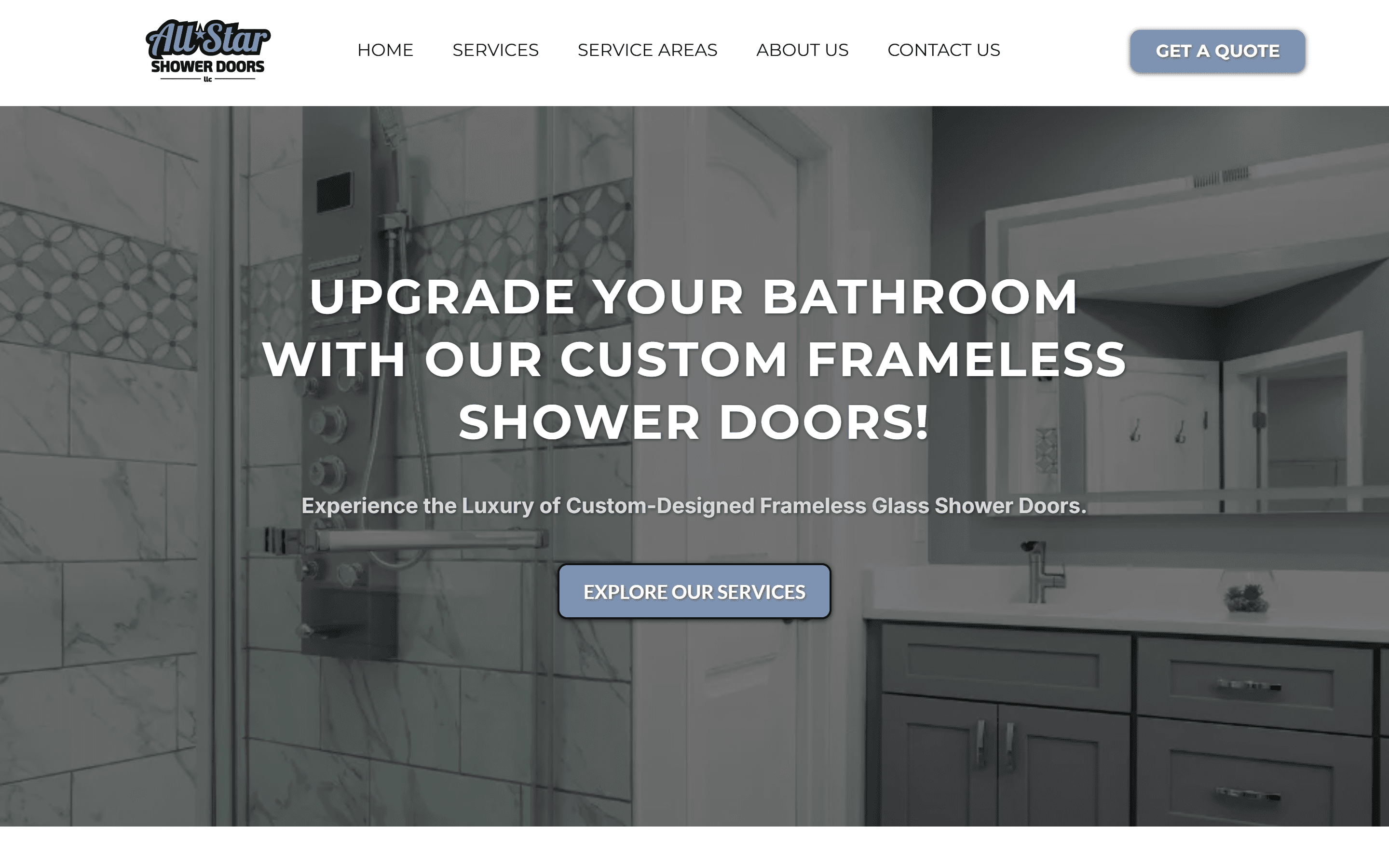 All Star Shower Doors website screenshot